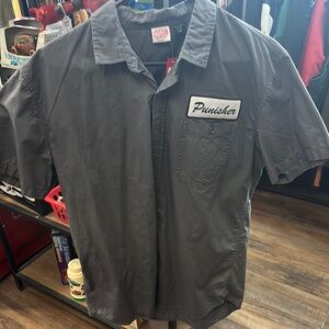 Marvel Punisher “One Man Army” Gray Casual Button Down Shirt Large